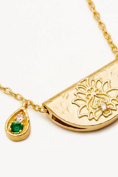 BY CHARLOTTE - LOTUS BIRTHSTONE NECKLACE - GOLD - MAY