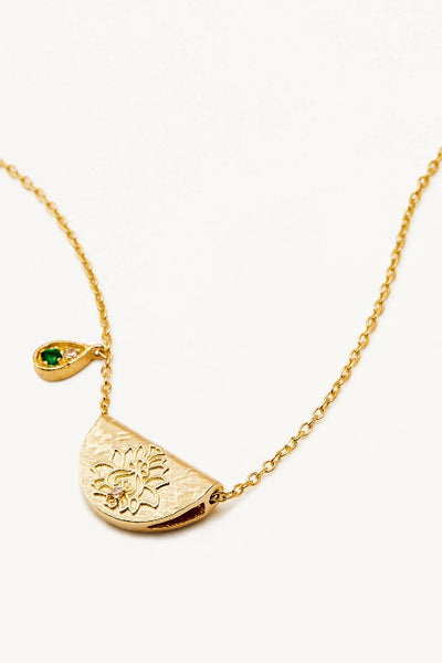 BY CHARLOTTE - LOTUS BIRTHSTONE NECKLACE - GOLD - MAY - PERTH STOCKIST