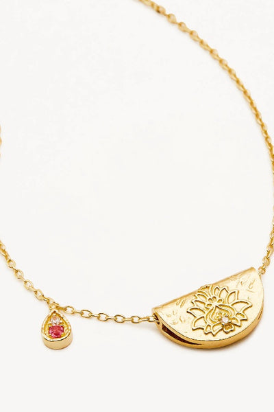 BY CHARLOTTE - LOTUS BIRTHSTONE NECKLACE - GOLD - OCTOBER - PERTH STOCKIST