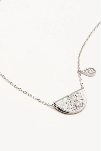BY CHARLOTTE - LOTUS BIRTHSTONE NECKLACE - SILVER