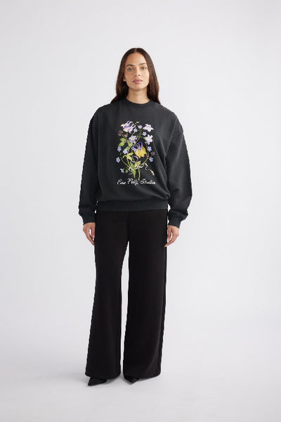 ENA PELLY - BOTANIC SWEATSHIRT - VINTAGE BLACK - PERTH STOCKIST - AUSTRALIAN STOCKIST - WA STOCKIST - AUSTRALIA STOCKIST - AUS STOCKIST - PERTH BOUTIQUE - WA BOUTIQUE - AUS BOUTIQUE - AUSTRALIA BOUTIQUE