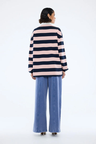 ENA PELLY - HALLIE RUGBY TOP - NAVY PINK - PERTH BOUTIQUE - AUSTRALIAN BOUTIQUE - WA BOUTIQUE - INTERNATIONAL SHIPPING - USA SHIPPING - PERTH STORES - PERTH STORE - AUSTRALIA - WA - WESTER AUSTRALIA - WOMENS FASHION - FASHION - CLOTHING - WA STOCKIST - PERTH STOCKIST - AUSTRALIAN STOCKIST - STOCKIST