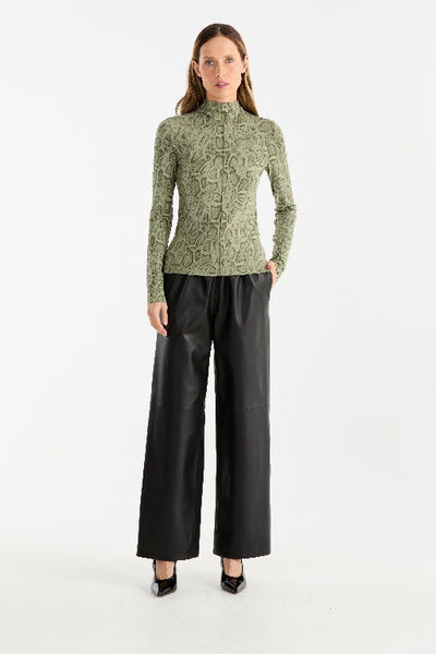 ENA PELLY - SADIE LONG SLEEVE TOP - GREEN SNAKE PRINT - PERTH STOCKIST - AUSTRALIAN STOCKIST - WA STOCKIST - AUSTRALIA STOCKIST - AUS STOCKIST - PERTH BOUTIQUE - WA BOUTIQUE - AUS BOUTIQUE - AUSTRALIA BOUTIQUE