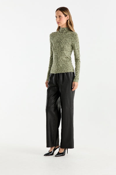 ENA PELLY - SADIE LONG SLEEVE TOP - GREEN SNAKE PRINT - PERTH STOCKIST - AUSTRALIAN STOCKIST - WA STOCKIST - AUSTRALIA STOCKIST - AUS STOCKIST - PERTH BOUTIQUE - WA BOUTIQUE - AUS BOUTIQUE - AUSTRALIA BOUTIQUE