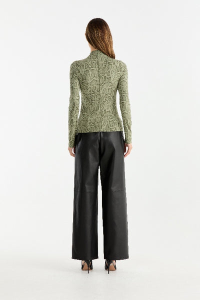 ENA PELLY - SADIE LONG SLEEVE TOP - GREEN SNAKE PRINT - PERTH STOCKIST - AUSTRALIAN STOCKIST - WA STOCKIST - AUSTRALIA STOCKIST - AUS STOCKIST - PERTH BOUTIQUE - WA BOUTIQUE - AUS BOUTIQUE - AUSTRALIA BOUTIQUE