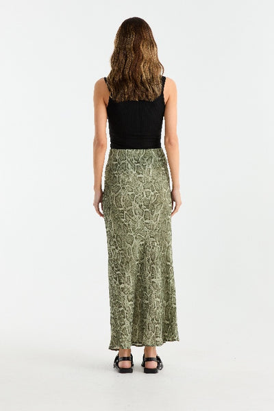 ENA PELLY - SADIE MAXI SKIRT - GREEN SNAKE PRINT - PERTH STOCKIST - AUSTRALIAN STOCKIST - WA STOCKIST - AUSTRALIA STOCKIST - AUS STOCKIST - PERTH BOUTIQUE - WA BOUTIQUE - AUS BOUTIQUE - AUSTRALIA BOUTIQUE