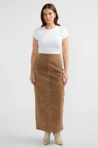 ENA PELLY - ANA SUEDE MAXI SKIRT - TOFFEE - PERTH STOCKIST - AUSTRALIAN STOCKIST - WA STOCKIST - AUSTRALIA STOCKIST - AUS STOCKIST - PERTH BOUTIQUE - WA BOUTIQUE - AUS BOUTIQUE - AUSTRALIA BOUTIQUE