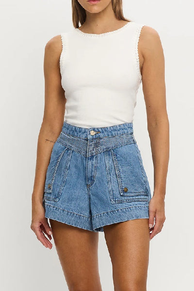 KIVARI - CELENE DEMIN SHORT - STONEWASH BLUE - PERTH STOCKIST - AUSTRALIAN STOCKIST - WA STOCKIST - AUSTRALIA STOCKIST - AUS STOCKIST - PERTH BOUTIQUE - WA BOUTIQUE - AUS BOUTIQUE - AUSTRALIA BOUTIQUE