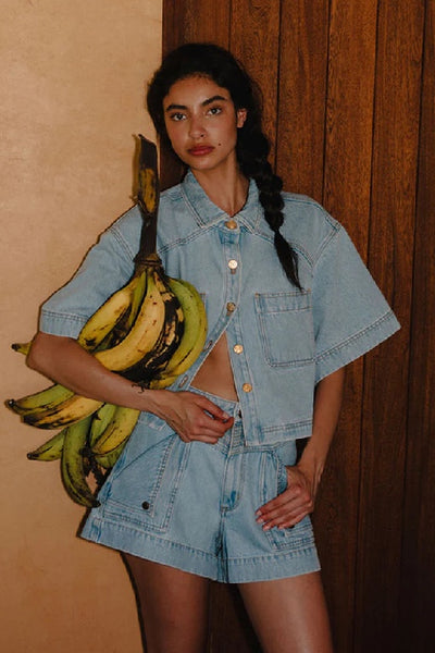 KIVARI - CELENE DEMIN SHORT - STONEWASH BLUE - PERTH STOCKIST - AUSTRALIAN STOCKIST - WA STOCKIST - AUSTRALIA STOCKIST - AUS STOCKIST - PERTH BOUTIQUE - WA BOUTIQUE - AUS BOUTIQUE - AUSTRALIA BOUTIQUE