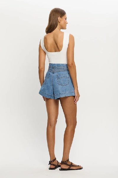 KIVARI - CELENE DEMIN SHORT - STONEWASH BLUE - PERTH STOCKIST - AUSTRALIAN STOCKIST - WA STOCKIST - AUSTRALIA STOCKIST - AUS STOCKIST - PERTH BOUTIQUE - WA BOUTIQUE - AUS BOUTIQUE - AUSTRALIA BOUTIQUE