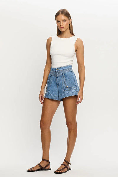 KIVARI - CELENE DEMIN SHORT - STONEWASH BLUE - PERTH STOCKIST - AUSTRALIAN STOCKIST - WA STOCKIST - AUSTRALIA STOCKIST - AUS STOCKIST - PERTH BOUTIQUE - WA BOUTIQUE - AUS BOUTIQUE - AUSTRALIA BOUTIQUE