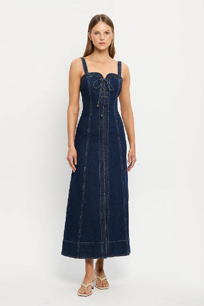 KIVARI - JOELLE DENIM DRESS - AZURE - PERTH STOCKIST - AUSTRALIAN STOCKIST - WA STOCKIST - AUSTRALIA STOCKIST - AUS STOCKIST - PERTH BOUTIQUE - WA BOUTIQUE - AUS BOUTIQUE - AUSTRALIA BOUTIQUE