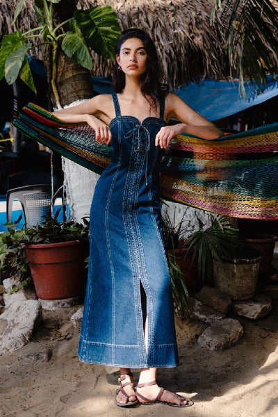 KIVARI - JOELLE DENIM DRESS - AZURE - PERTH STOCKIST - AUSTRALIAN STOCKIST - WA STOCKIST - AUSTRALIA STOCKIST - AUS STOCKIST - PERTH BOUTIQUE - WA BOUTIQUE - AUS BOUTIQUE - AUSTRALIA BOUTIQUE