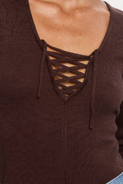 KIVARI - MALIA KNIT TOP - CHOCOLATE - BOUTIQUE - WA BOUTIQUE - PERTH STOCKIST - AUSTRALIAN STOCKIST - NO TARAF - INTERNATIONAL SHIPPING - EXPRESS SHIPPING - STOCKIST