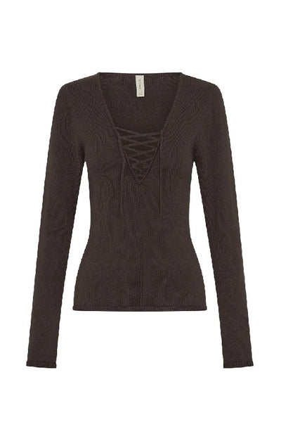 KIVARI - MALIA KNIT TOP - CHOCOLATE - BOUTIQUE - WA BOUTIQUE - PERTH STOCKIST - AUSTRALIAN STOCKIST - NO TARAF - INTERNATIONAL SHIPPING - EXPRESS SHIPPING - STOCKIST