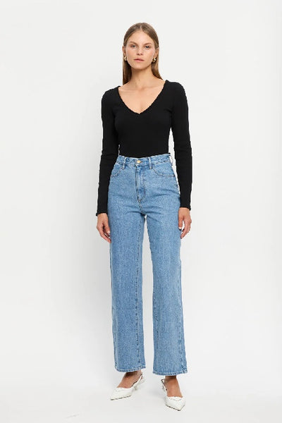 KIVARI - TALLULAH V-NECK TOP - BLACK - PERTH STOCKIST - AUSTRALIAN STOCKIST - WA STOCKIST - AUSTRALIA STOCKIST - AUS STOCKIST - PERTH BOUTIQUE - WA BOUTIQUE - AUS BOUTIQUE - AUSTRALIA BOUTIQUE