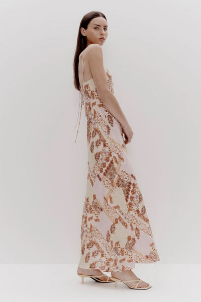 OWNLEY - DINA BIAS MIDI DRESS - NOSTALGIA PRINT