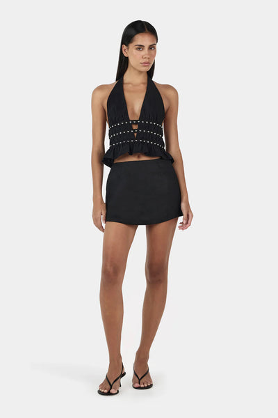 OWNLEY - GRACE LINEN MINI SKIRT - BLACK - PERTH BOUTIQUE - AUSTRALIAN BOUTIQUE - WA BOUTIQUE - INTERNATIONAL SHIPPING - USA SHIPPING - PERTH STORES - PERTH STORE - AUSTRALIA - WA - WESTER AUSTRALIA - WOMENS FASHION - FASHION - CLOTHING - WA STOCKIST - PERTH STOCKIST - AUSTRALIAN STOCKIST - STOCKIST