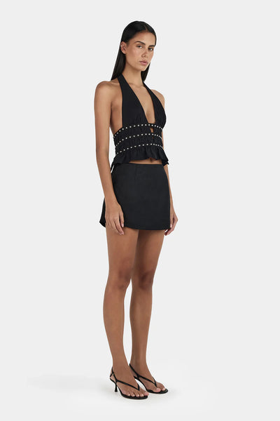 OWNLEY - GRACE LINEN MINI SKIRT - BLACK - PERTH BOUTIQUE - AUSTRALIAN BOUTIQUE - WA BOUTIQUE - INTERNATIONAL SHIPPING - USA SHIPPING - PERTH STORES - PERTH STORE - AUSTRALIA - WA - WESTER AUSTRALIA - WOMENS FASHION - FASHION - CLOTHING - WA STOCKIST - PERTH STOCKIST - AUSTRALIAN STOCKIST - STOCKIST