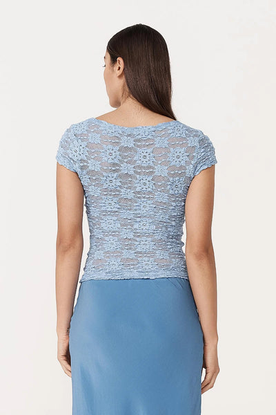 ROWIE - GALO SUNFLOWER LACE TEE - PERIWINKLE - PERTH BOUTIQUE - AUSTRALIAN BOUTIQUE - WA BOUTIQUE - INTERNATIONAL SHIPPING - USA SHIPPING - PERTH STORES - PERTH STORE - AUSTRALIA - WA - WESTER AUSTRALIA - WOMENS FASHION - FASHION - CLOTHING - WA STOCKIST - PERTH STOCKIST - AUSTRALIAN STOCKIST - STOCKIST