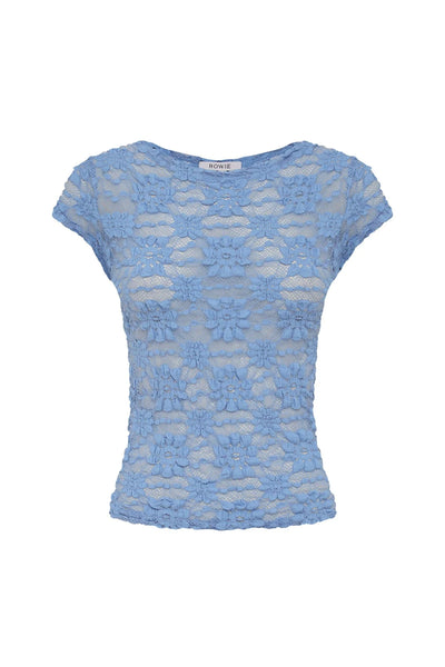 ROWIE - GALO SUNFLOWER LACE TEE - PERIWINKLE - PERTH BOUTIQUE - AUSTRALIAN BOUTIQUE - WA BOUTIQUE - INTERNATIONAL SHIPPING - USA SHIPPING - PERTH STORES - PERTH STORE - AUSTRALIA - WA - WESTER AUSTRALIA - WOMENS FASHION - FASHION - CLOTHING - WA STOCKIST - PERTH STOCKIST - AUSTRALIAN STOCKIST - STOCKIST