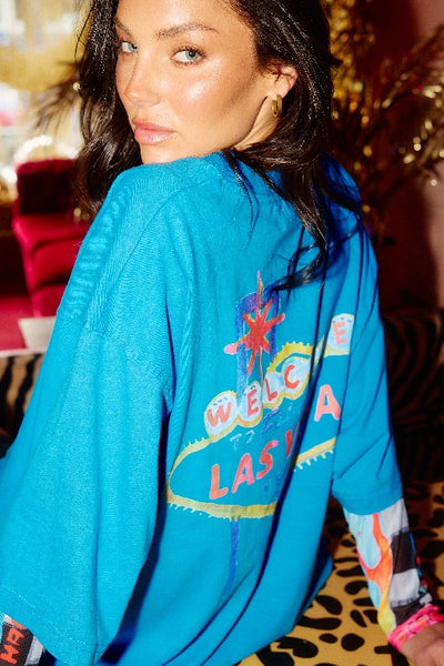 SABBI - THE VERY OVERSIZED LADY LUCK TEE - BLUE - PERTH STOCKIST - AUSTRALIAN STOCKIST - WA STOCKIST - AUSTRALIA STOCKIST - AUS STOCKIST - PERTH BOUTIQUE - WA BOUTIQUE - AUS BOUTIQUE - AUSTRALIA BOUTIQUE