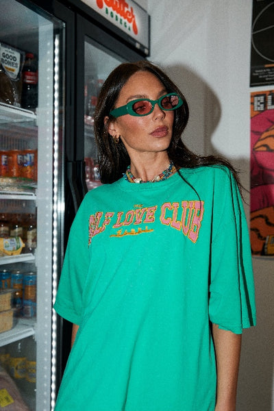 SABBI - THE VERY OVERSIZED SELF LOVE CLUB TEE - GREEN - PERTH BOUTIQUE - AUSTRALIAN BOUTIQUE - WA BOUTIQUE - INTERNATIONAL SHIPPING - USA SHIPPING - PERTH STORES - PERTH STORE - AUSTRALIA - WA - WESTER AUSTRALIA - WOMENS FASHION - FASHION - CLOTHING - WA STOCKIST - PERTH STOCKIST - AUSTRALIAN STOCKIST - STOCKIST