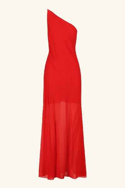 SHONA JOY - AMINA ONE SHOULDER PANELLED MAXI DRESS - CHILLI