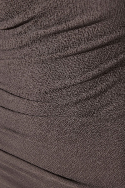 SHONA JOY - BEAU GATHERED LONG SLEEVE MIDI DRESS - DARK ASH