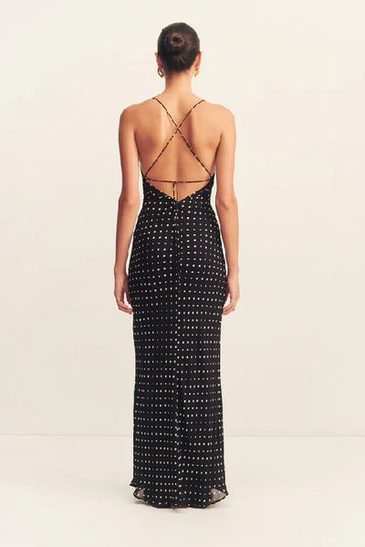SHONA JOY - HOUSTON LACE BACK MAXI DRESS - NOIR POLKA - PERTH BOUTIQUE - AUSTRALIAN BOUTIQUE - WA BOUTIQUE - INTERNATIONAL SHIPPING - USA SHIPPING - PERTH STORES - PERTH STORE - AUSTRALIA - WA - WESTER AUSTRALIA - WOMENS FASHION - FASHION - CLOTHING - WA STOCKIST - PERTH STOCKIST - AUSTRALIAN STOCKIST - STOCKIST
