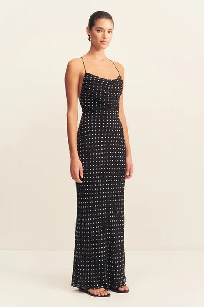 SHONA JOY - HOUSTON LACE BACK MAXI DRESS - NOIR POLKA - PERTH BOUTIQUE - AUSTRALIAN BOUTIQUE - WA BOUTIQUE - INTERNATIONAL SHIPPING - USA SHIPPING - PERTH STORES - PERTH STORE - AUSTRALIA - WA - WESTER AUSTRALIA - WOMENS FASHION - FASHION - CLOTHING - WA STOCKIST - PERTH STOCKIST - AUSTRALIAN STOCKIST - STOCKIST