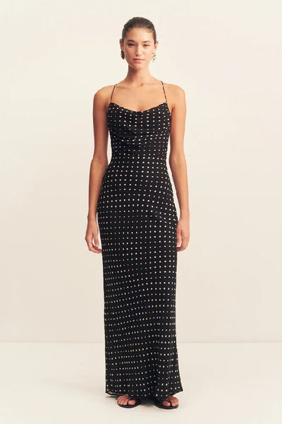 SHONA JOY - HOUSTON LACE BACK MAXI DRESS - NOIR POLKA - PERTH BOUTIQUE - AUSTRALIAN BOUTIQUE - WA BOUTIQUE - INTERNATIONAL SHIPPING - USA SHIPPING - PERTH STORES - PERTH STORE - AUSTRALIA - WA - WESTER AUSTRALIA - WOMENS FASHION - FASHION - CLOTHING - WA STOCKIST - PERTH STOCKIST - AUSTRALIAN STOCKIST - STOCKIST