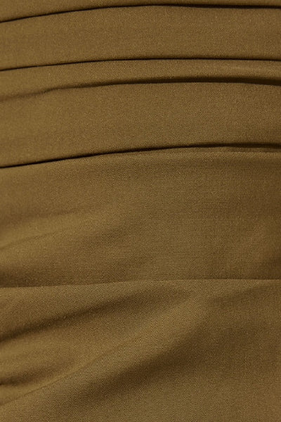 SHONA JOY - LANI STRAPLESS GATHERED MIDI DRESS - ARMY GREEN