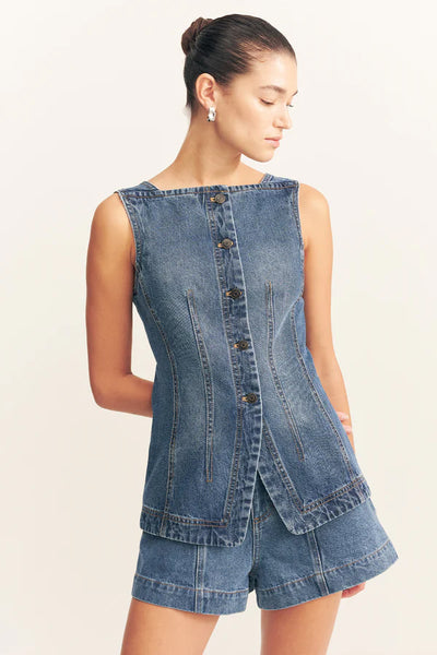 SHONA JOY - RAQUEL VEST - VINTAGE BLUE - PERTH BOUTIQUE - AUSTRALIAN BOUTIQUE - WA BOUTIQUE - INTERNATIONAL SHIPPING - USA SHIPPING - PERTH STORES - PERTH STORE - AUSTRALIA - WA - WESTER AUSTRALIA - WOMENS FASHION - FASHION - CLOTHING - WA STOCKIST - PERTH STOCKIST - AUSTRALIAN STOCKIST - STOCKIST