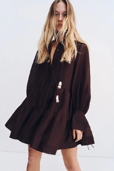 SHONA JOY - CELESTE TIERED MINI DRESS - GANACHE - PERTH STOCKIST - AUSTRALIAN STOCKIST - WA STOCKIST - AUSTRALIA STOCKIST - AUS STOCKIST - PERTH BOUTIQUE - WA BOUTIQUE - AUS BOUTIQUE - AUSTRALIA BOUTIQUE