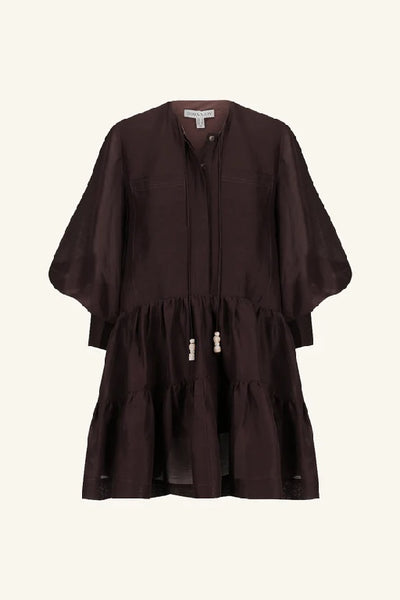 SHONA JOY - SAVANNA TIERED MINI DRESS - GANACHE - PERTH STOCKIST - AUSTRALIAN STOCKIST - WA STOCKIST - AUSTRALIA STOCKIST - AUS STOCKIST - PERTH BOUTIQUE - WA BOUTIQUE - AUS BOUTIQUE - AUSTRALIA BOUTIQUE