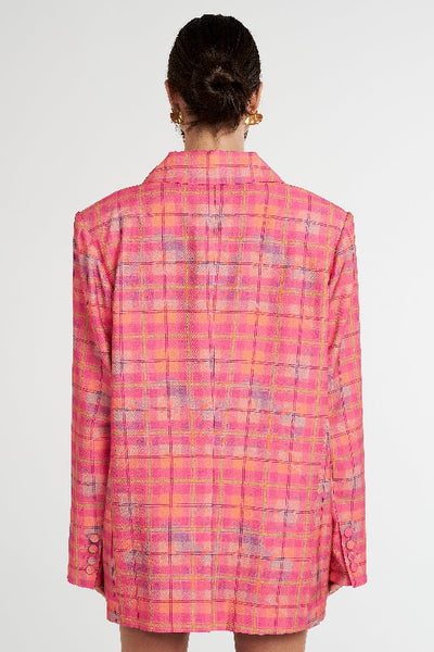 SUMMI SUMMI - OVERSIZED BLAZER - NEON PLAID - PERTH STOCKIST - AUSTRALIAN STOCKIST - WA STOCKIST - AUSTRALIA STOCKIST - AUS STOCKIST - PERTH BOUTIQUE - WA BOUTIQUE - AUS BOUTIQUE - AUSTRALIA BOUTIQUE - INTERNATIONAL SHIPPING - TARRIF