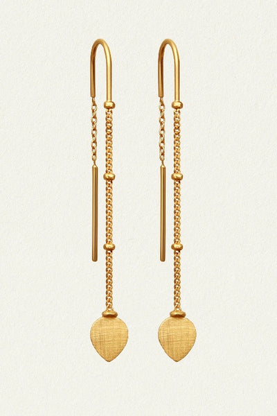 TEMPLE OF THE SUN - HANGING LOTUS EARRINGS - GOLD