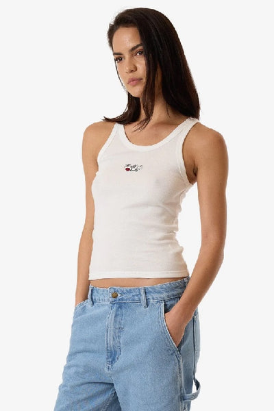 THRILLS - SIGNATURE ROSE APEX TANK - DIRTY WHITE - PERTH STOCKIST - AUSTRALIAN STOCKIST - WA STOCKIST - AUSTRALIA STOCKIST - AUS STOCKIST - PERTH BOUTIQUE - WA BOUTIQUE - AUS BOUTIQUE - AUSTRALIA BOUTIQUE