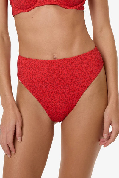 THRILLS - ZINNIA 90S HIGH CUT BIKINI BOTTOM - FLAME RED