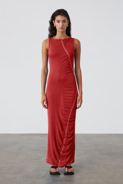 ZULU & ZEPHYR - CONTRAST KNIT DRESS - RED