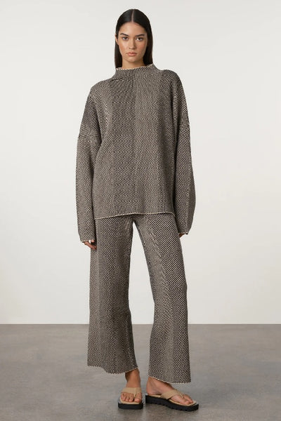 ZULU & ZEPHYR - KNIT PANT - KNIT JUMPER - BLACK HERRINGBONE - PERTH BOUTIQUE - AUSTRALIAN BOUTIQUE - WA BOUTIQUE - INTERNATIONAL SHIPPING - USA SHIPPING - PERTH STORES - PERTH STORE - AUSTRALIA - WA - WESTER AUSTRALIA - WOMENS FASHION - FASHION - CLOTHING - WA STOCKIST - PERTH STOCKIST - AUSTRALIAN STOCKIST - STOCKIST