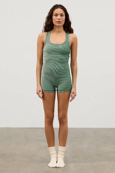 ZULU & ZEPHYR - STRIPE RIB RACER BACK BODYSUIT - TALLOW GREEN - PERTH STOCKIST - AUSTRALIAN STOCKIST - WA STOCKIST - AUSTRALIA STOCKIST - AUS STOCKIST - PERTH BOUTIQUE - WA BOUTIQUE - AUS BOUTIQUE - AUSTRALIA BOUTIQUE