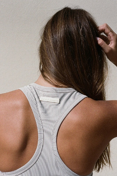 ZULU & ZEPHYR - STRIPE RIB RACER BACK TANK - COCONUT - PERTH STOCKIST - AUSTRALIAN STOCKIST - WA STOCKIST - AUSTRALIA STOCKIST - AUS STOCKIST - PERTH BOUTIQUE - WA BOUTIQUE - AUS BOUTIQUE - AUSTRALIA BOUTIQUE