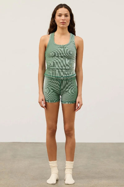 ZULU & ZEPHYR - STRIPE RIB RACER BACK TANK - TALLOW GREEN