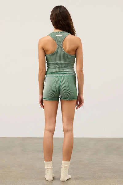 ZULU & ZEPHYR - STRIPE RIB RACER BACK TANK - TALLOW GREEN