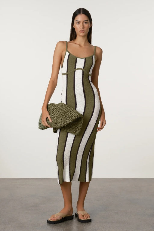 SHOP ZULU & ZEPHYR - STRIPE TEXTURED KNIT DRESS - OLIVE STRIPE Chachi SHOP ZULU & ZEPHYR - STRIPE TEXTURED KNIT DRESS - OLIVE STRIPE Chachi
