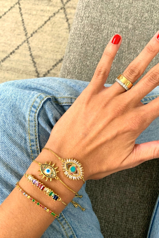 Rainbow stone bracelet sales