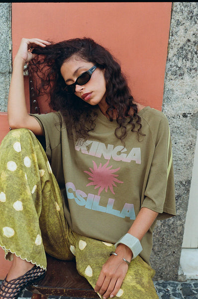 The Kinga Csilla Sunset Tee illustrating the easy silhouette and versatile, everyday-staple look.