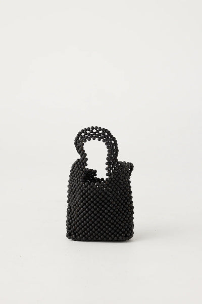 SHOP ZULU &amp; ZEPHYR RAFFIA SMALL BEADED BUCKET BAG IN BLACK ONLINE